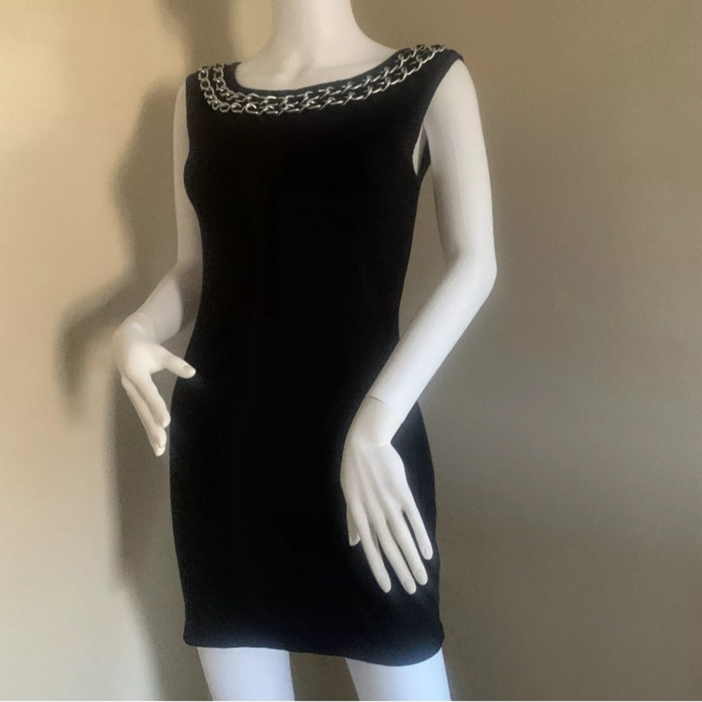Armani Exchange Black Mini Dress Small- So Cute! Sexy, Short, Chain Neck